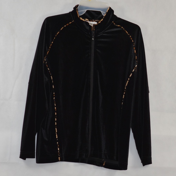 Black Stretch Velvet Coldwater Creek Top SZ XL NWOT - Picture 3 of 9